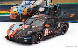 Ixo-models Porsche 911 991-2 Rsr-19 4.2l Team Gr Racing Gulf N 86 24h Le Mans 2023 Ben Barker - Riccardo Pera - Michael Wainwright 1:18 Oranžová Světle Modrá Černá