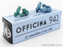 Officina-942 Piaggio Set 2x Vespa 98 + Vespa 98 Sidecar 1946 1:76 zelená svetlo modrá