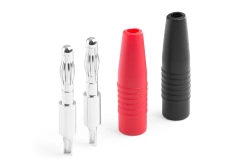 Banánek 4mm Silver pájecí (černý+červený)
