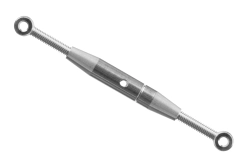 Napínač M3 z poniklovanej mosadze, dĺžka 50-74 mm, vnútorné vŕtanie očiek 2,5 mm, 100 ks.