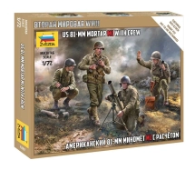 Zvezda figurky US 81mm Mortat w/crew (Snap Fit) (1:72)
