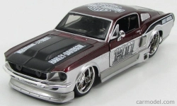 Maisto Ford usa Mustang Gt Custom Harley-davidson 1967 1:24 Bordeaux Met Silver