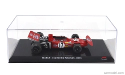 ROZBALENO - Edicola March F1  711 Team Stp N 17 Season 1971 Ronnie Peterson - Con Vetrina - With Showcase 1:24 Red