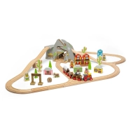 Bigjigs Rail Drevená vláčiková dráha Divoký západ 62 kusov