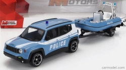 Mondomotors Jeep Renegade Fire Engine Con Carrello E Gommone 2017 - Príves a motorový čln 1:43 Červená biela
