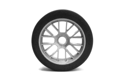 Machové predné pneumatiky, PAN CAR 1/10, strieborný disk, sh 32, 2 ks
