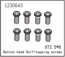 1230643 - Button Head Screws - Selftapping M2.5*8 (8)