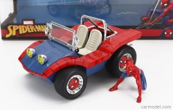 Jada Mayers manx Buggy With Spiderman Figure Marvel 1964 1:24 Modrá Červená