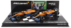 Minichamps Mclaren F1 Set 2x Coffret Mcl35l Mercedes M12 Eq Power+ Team Mclaren N 3 Winner Italy Gp 2021 Daniel Ricciardo + N 4 2nd Italy Gp 2021 Lando Norris 1:43 Orange Light Blue