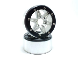 Kovové Beadlock CNC disky Absima Metsafil 1.9 SixStar Silver/Black 2 ks