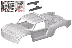 Polykarbonátová karoséria - SHIROI - číra - predrezaná - vrátane samolepiek - 1 ks