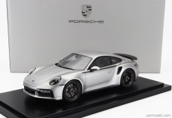 Spark-model Porsche 911 992 Turbo Coupe 2024 - 50th Anniversary 911 Turbo - Con Vetrina - With Showcase 1:18 Silver