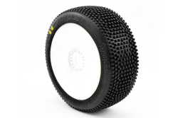 HOT DICES V2 BUGGY S2 (SOFT) lepené pneumatiky, biele disky, 2 ks.