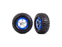 Kolesá Traxxas 2.2/3.0", SCT chróm/modrý disk, pneumatiky KM2 (2) (2WD predné)