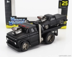 Maisto Chevrolet C-60 Flatbed Car Transporter 1966 With 454 Ss Pick-up Custom 1993 1:64 Black