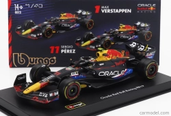 Bburago Red bull F1  Rb19 Team Oracle Red Bull Racing N 11 4th Austin Usa Gp 2023 Sergio Perez - With Pilot And Showcase 1:43 Matt Blue