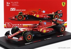 Bburago Ferrari F1  Sf-24 Team Scuderia Ferrari N 55 5th Emilia Romagna Imola Gp 2024 Carlos Sainz - With Pilot And Showcase 1:43 Červená Černá