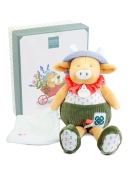 Doudou Dárková sada Plyšová kravička Aneth s dečkou zelená 28 cm