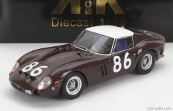 Kk-scale Ferrari 250 Gto Coupe N 86 4th Targa Florio 1962 P.ferraro - G.scarlatti 1:18 Brown White