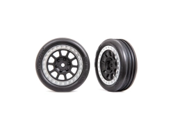 Traxxas koleso 2.2", disk sivý/chrómovaný, pneu Ribbed (2) (predné)