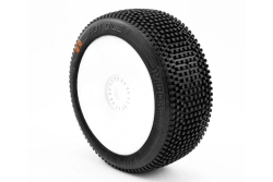 HOT DICES V2 BUGGY S3 (MEDIUM) lepené pneumatiky, biele disky, 2 ks.