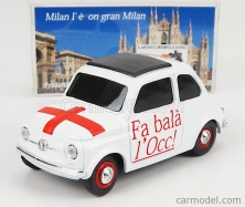 Brumm prom Fiat 500 1965 - Detti Milanesi - Fa Bala' L'occ ! - Ciula ! - Va A Ciapa' I Ratt ! 1:43 Biela červená