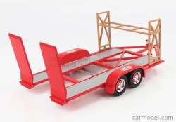 Gmp Accessories Carrello Trasporto Auto 2-assi - Car Transporter Trailer The Busted Knuckle Garage 1:18 Red Silver