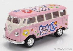 Kinsmart Volkswagen T1 Samba Minibus Flower 1962 - bez krabice 1:64 Ružová