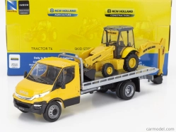 Newray Iveco fiat Daily Roll-off Pianale 2023 s New Holland B110c Ruspa Gommata - škrabací traktor 1:36 žltá čierna