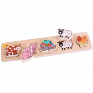 Bigjigs Detské drevené vkladacie puzzle Farma