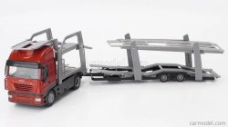 Newray Iveco Fiat Stralis 540 Truck Car Transporter 2009 1:43 Červená sivá