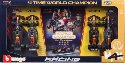 Bburago Red bull Set F1  4x - 4 Time World Champion - Rb16b N 33 Season 2021 - Rb18 N 1 Season 2022 - Rb19 N 1 Season 2023 - Rb20 N 1 Season 2024 Max Verstappen 1:43 Matná Modrá Žlutá Červená