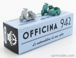 Officina-942 Piaggio Set 2x Vespa 98 + Vespa 98 Sidecar 1946 1:76 Svetlo šedá zelená