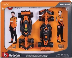 Bburago Mclaren Set F1  2x Mcl38 Team Mclaren N 4 Season 2024 Lando Norris + N 81 Oscar Piastri - With Pilot 1:24 Oranžová Černá