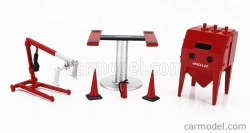 Drobné hračky Sada príslušenstva Officina Garáž Údržba motora 1:43 Červená strieborná