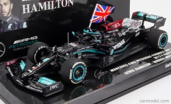Minichamps Mercedes gp F1 W12 Mercedes M12 Eq Power+ Team Amg Petronas Motorsport Formula One N 44 Winner British Silverstone Gp With Flag 2021 Lewis Hamilton 1:43 Black Green