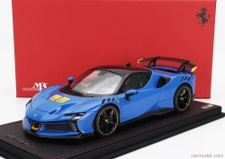 Mr-models Ferrari Sf90 Xx Stradale 2024 - Con Vetrina - With Showcase 1:18 Azzurro Dino - Modrá Žlutá Černá
