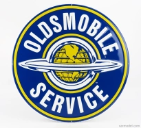 Edicola Príslušenstvo Kovová okrúhla tabuľka - Oldsmobile Service 1:1 Modrá žltá