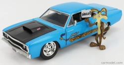 Jada Plymouth Road Runner Coupe 1970 s figúrkou Wile E. Coyote - Looney Tunes 1:24 modrá