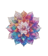 RoboTime Dřevěné puzzle Květinová mandala - poškozený obal