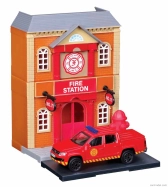 Bburago Accessories Diorama – Set Fire Station With Volkswagen Amarok Pick-up 2009 1:43 Red