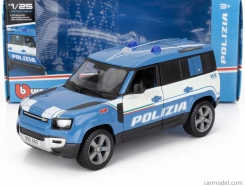 Bburago Land Zover New Defender 110 Polizia 2020 1:25 svetlomodrá