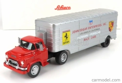 Schuco GMC Truck Car Transporter Team John Edgard Enterprises Inc. Los Angeles California Ferrari - Porsche Race Cars 1950 1:43 Červená Stříbrná