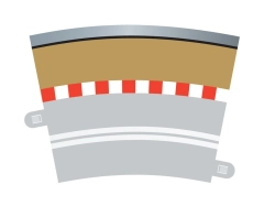 Příslušenství SCALEXTRIC C7019 - Border, Kerb & Barrier - Curve - R3.5 - 22.5 Deg Outer