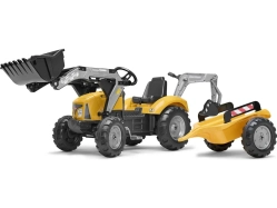 FALK - Šlapací traktor SuperBuilder s nakladačem, rypadlem a vlečkou