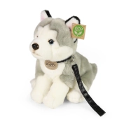 Rappa Plyšový pes husky sediaci s vôdzkou 28 cm ECO-FRIENDLY