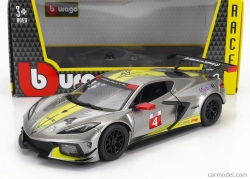 Bburago Chevrolet C8.r 6.2l V8 Team Corvette Racing N 4 Racing 2021 1:24 sivo-žltá