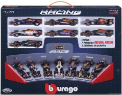 Bburago Red bull Set F1 7x Rb9 N 1 Majster sveta 2013 Sebastian Vettel - Rb11 N 3 2015 - Rb12 N 3 2016 Daniel Ricciardo - Rb16b N 33 Turkish Gp 2021 Max Verstappen - 2x Rb19 N 11 2023 Sergio Perez - Rb20 N 1 Majster sveta 2024 Max Verstappen 1:43 Matná modrá žltá červená