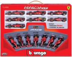Bburago Ferrari Set F1  7x Team Scuderia Ferrari N 5 2019 Sebastian Vettel - Sf1000 N 16 2020 - Sf21 N 16 Season 2021 - Sf-75 N 55 2022 - Sf-23 N 55 2023 - Sf-24 N 16 2024 Charles Leclerc + N 55 Carlos Sainz 1:43 Červená Černá