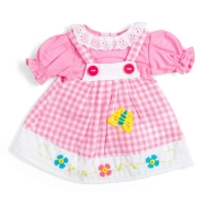 Bigjigs Toys Ružové kárované šaty s trakmi pre bábiku 34 cm